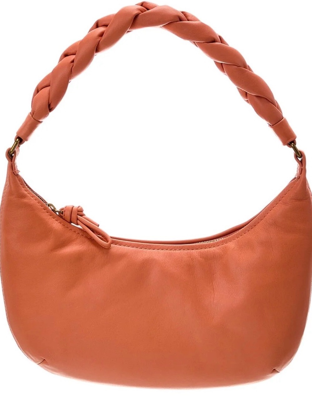 Madewell Leather Soft Small Braided Hobo bag in a peach orange. (Bags 17)